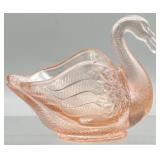 Pink Glass Swan Trinket Dish