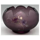 Fenton HP Satin Purple Aubergine Rose Bowl