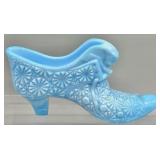 Fenton Cat Head Daisy And Button Slag Glass Shoe