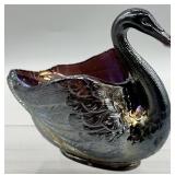 Vintage Amethyst Carnival Glass Swan