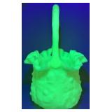 Fenton Custard Poppy Uranium Glass Basket