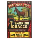 Metal Orphan Boy Smoking Tobacco Advertising Sign