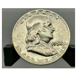 1958-D Franklin Silver Half Dollar - 90% Silver