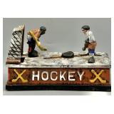 Vintage Cast Iron Hockey Goalie & Player Bank