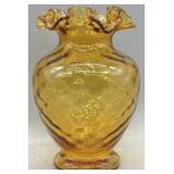 Fenton Amber Diamond Optic Vase