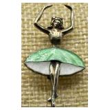 Artel .925 Sterling & Enamel Ballerina Brooch