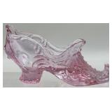 Pink Cranberry Glass Slipper Shoe