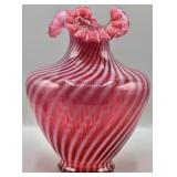 1992 Fenton Cranberry Family Signature Vase