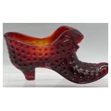 Fenton Ruby Red Cat Head Shoe