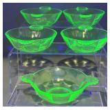 (5) Anchor Hocking Uranium Glass Berry Bowls