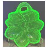 Indiana Glass Uranium Cabbage Leaf Dish