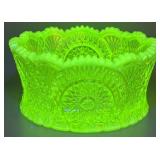 Mosser Glass Diamond Classic Vaseline Bowl
