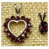 (2) Vintage Sterling Silver & Gemstone Pendants