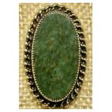 Oval Jade Stone 1/20 12k GF Vintage Brooch