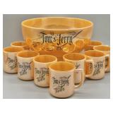 Fire King Tom & Jerry Peach Lustre Punch Bowl Set