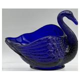 Vintage Cobalt Blue Swan Salt Trinket Dish