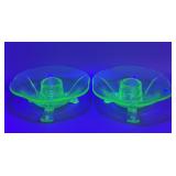 Viintage Uranium Glass Candlesticks
