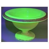 1920s Cambridge Uranium Glass Pedestal Compote