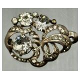 Art Deco Sterling Silver & Rhinestone Brooch