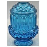 L.E. Smith Moon & Stars Peacock Blue Fairy Lamp