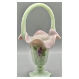 Fenton Lotus Mist Burmese Glass Basket