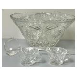 Vintage Starburst Pattern Punch Bowl Set