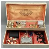 Vintage Jewelry Box w/Large Assortment of Jewelry