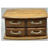 Vintage Wooden Jewelry Box w/Contents