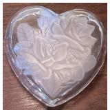 Crystal Heart Shaped Lidded Dresser Box