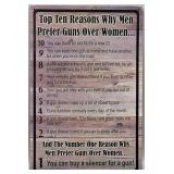 Top Ten Reasons Why Men Prefer Guns Metal Sign