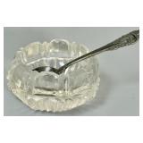 Sterling Silver Salt Cellar Spoon & Glass Cellar