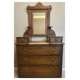 Victorian Eastlake Walnut Dresser with Contents