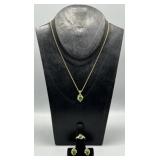 Green Jade Style Cabochon Jewelry Set
