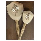 Mid-Century Art Nouveau Style Mirror & Brush