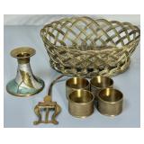 Brass Basket, Candlestick and Misc
