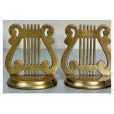Vintage Solid Brass Lyre (Harp) Bookends