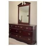 Cherry 7-Drawer Dresser w/Mirror and Contents