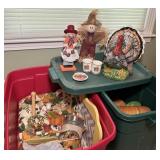 (2) Totes of Fall and Thanksgiving Decor