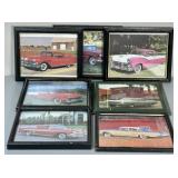 (7) Classic Cars Framed PIctures