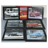 (7) Classic Cars Framed PIctures