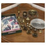 Brass decor, hammered plate & tray