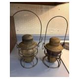 2 antique railroad lanterns