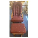 Wooden glider rocking chair with ottoman
