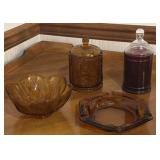 Harvest Grape Amber Canister & Misc Pcs