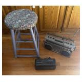 Stool and Boom Boxes