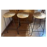 3 Wicker Seat Stools