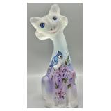 Fenton GSE Crystal Satin Hand Painted Alley Cat