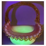 Victorian Era Uranium UV Reactive Handblown Basket