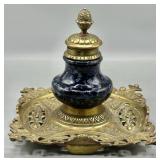 c.1900 Bradley & Hubbard Brass & Glass Inkwell