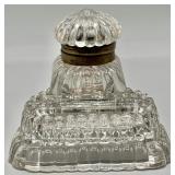 Antique Brass Collar Inkwell w/Faceted Lid